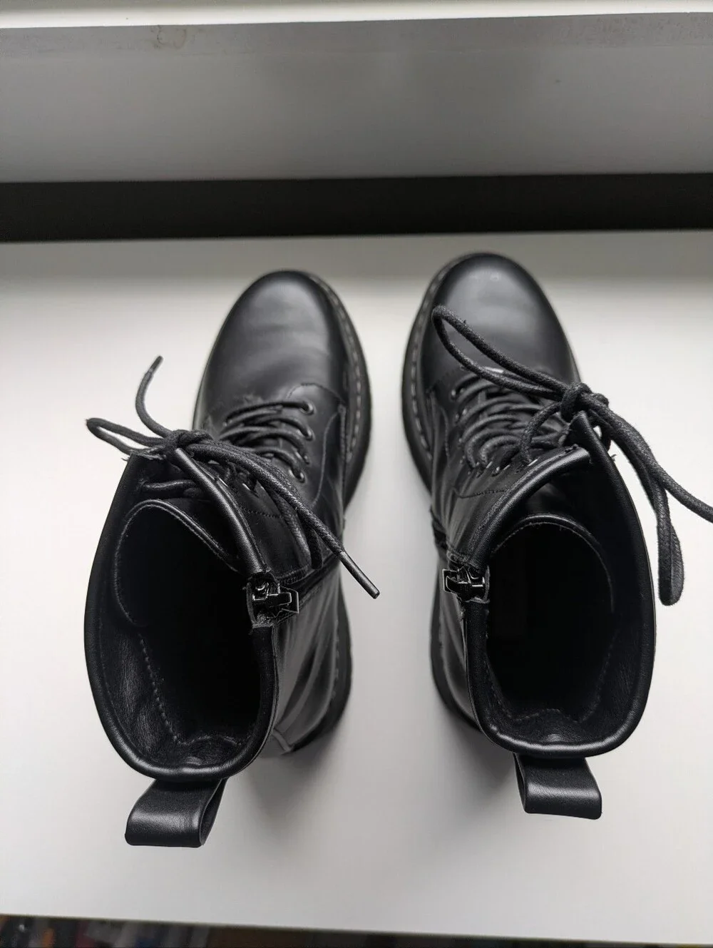 Steve Madden Bettyy Black Platform Combat Boots 8 Vegan Leather - Picture 4 of 12